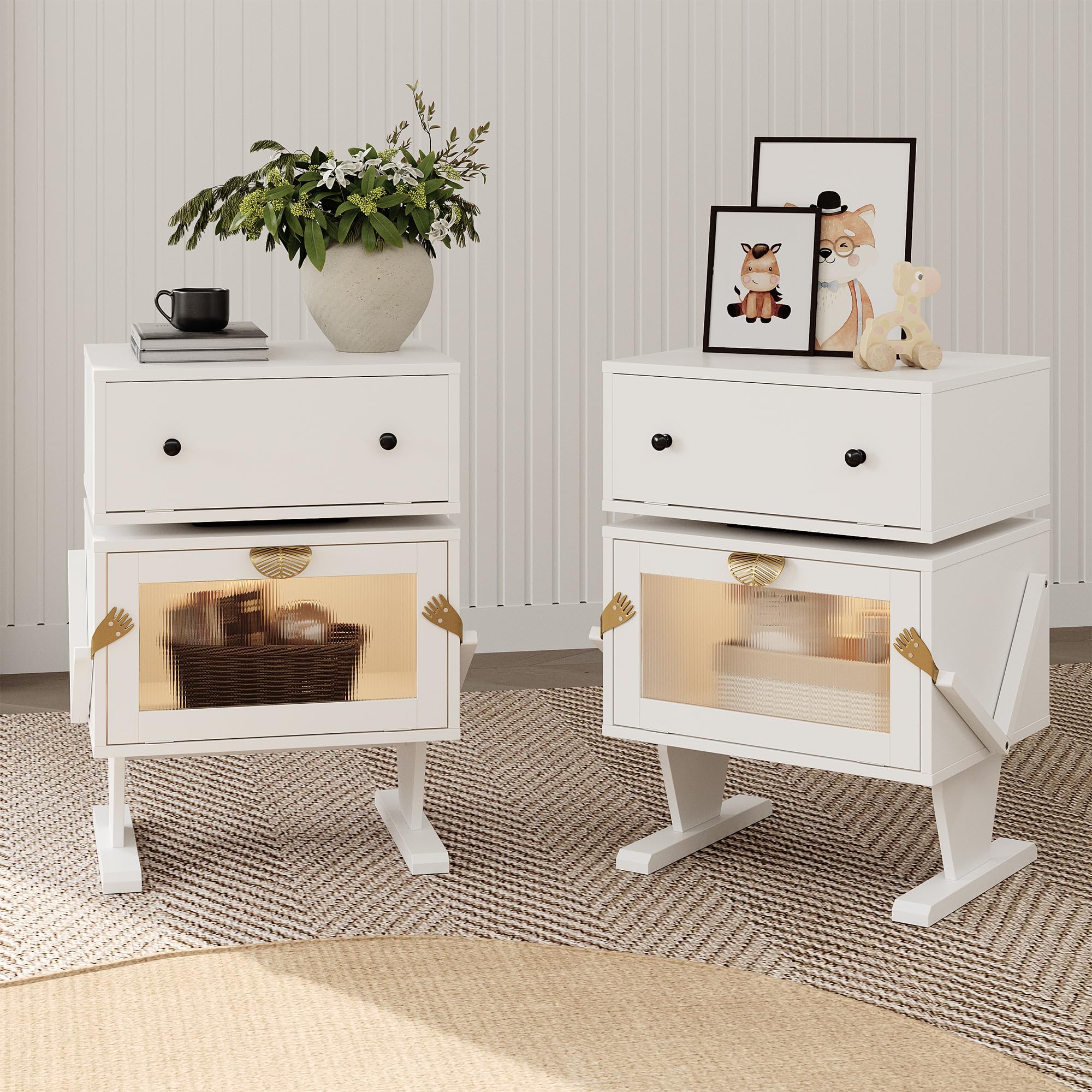 Amazon.com: RoyalCraft Nightstands set of 2 with LED Light Strips